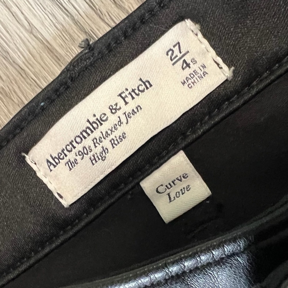 Abercrombie & Fitch Jeans Women 27/4S Black Curve Love 90s Relaxed Vegan Leather - Picture 5 of 11